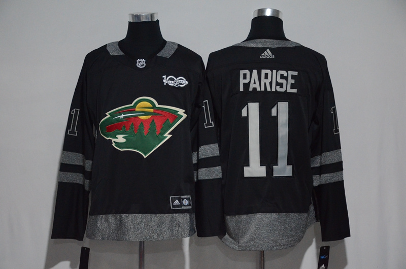 NHL Minnesota Wild #11 Parise Black 1917-2017 100th Anniversary Stitched Jersey->minnesota wild->NHL Jersey